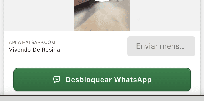 O mesmo anúncio com o botão verde Desbloquear WhatsApp abaixo do Enviar mensagem